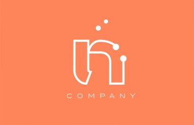 N orange white dot line alphabet letter logo icon design. Creative template for company and business