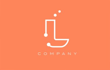 L orange white dot line alphabet letter logo icon design. Creative template for company and business