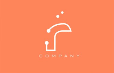 R orange white dot line alphabet letter logo icon design. Creative template for company and business