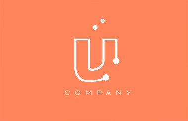 V orange white dot line alphabet letter logo icon design. Creative template for company and business