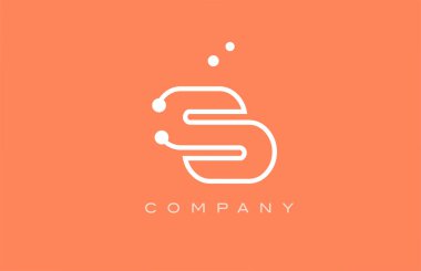 S orange white dot line alphabet letter logo icon design. Creative template for company and business