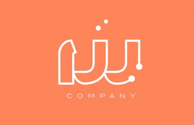 W orange white dot line alphabet letter logo icon design. Creative template for company and business