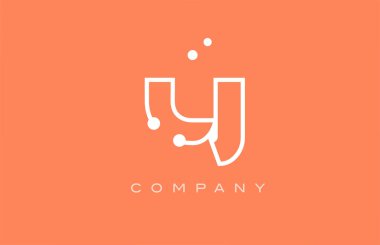 Y orange white dot line alphabet letter logo icon design. Creative template for company and business