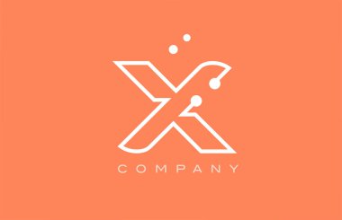 X orange white dot line alphabet letter logo icon design. Creative template for company and business
