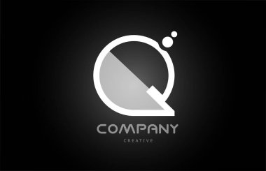 Q black and white alphabet letter logo icon with dots. Creative template for business and company 