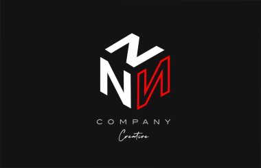 N red line three letter cube alphabet letter logo icon design. Creative template for company and business