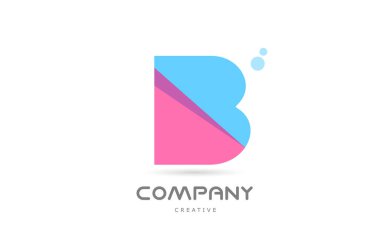 B pink blue geometric alphabet letter logo icon. Creative template for business and company