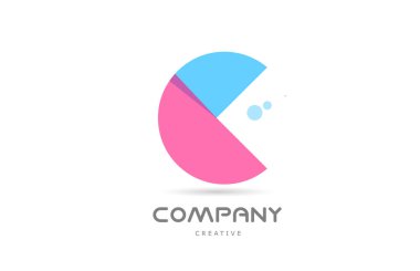 C pink blue geometric alphabet letter logo icon. Creative template for business and company