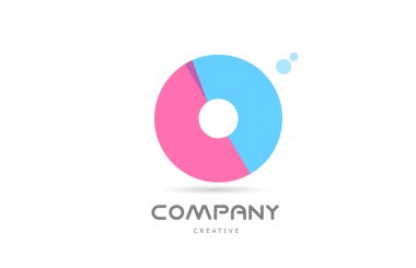 O pink blue geometric alphabet letter logo icon. Creative template for business and company