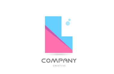 L pink blue geometric alphabet letter logo icon. Creative template for business and company