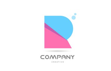 R pink blue geometric alphabet letter logo icon. Creative template for business and company