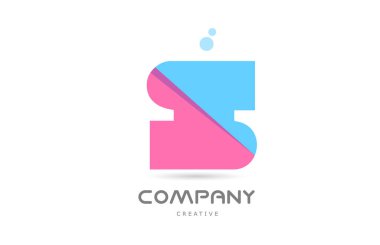 S pink blue geometric alphabet letter logo icon. Creative template for business and company