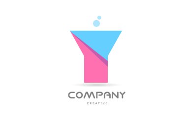 Y pink blue geometric alphabet letter logo icon. Creative template for business and company