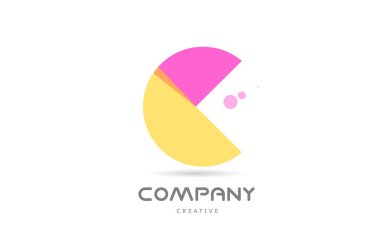 C yellow pink geometric alphabet letter logo icon. Creative template for company and business