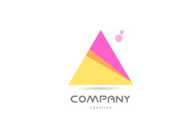 A yellow pink geometric alphabet letter logo icon. Creative template for company and business