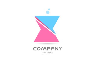 X pink blue geometric alphabet letter logo icon. Creative template for business and company