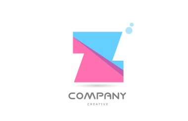 Z pink blue geometric alphabet letter logo icon. Creative template for business and company