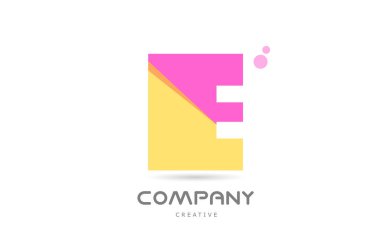 E yellow pink geometric alphabet letter logo icon. Creative template for company and business