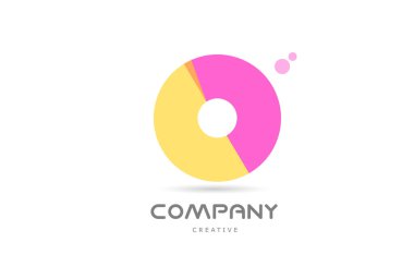 O yellow pink geometric alphabet letter logo icon. Creative template for company and business