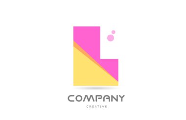 L yellow pink geometric alphabet letter logo icon. Creative template for company and business