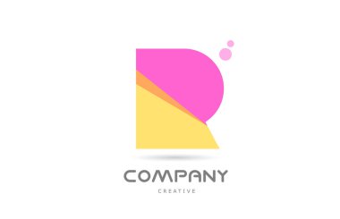 R yellow pink geometric alphabet letter logo icon. Creative template for company and business