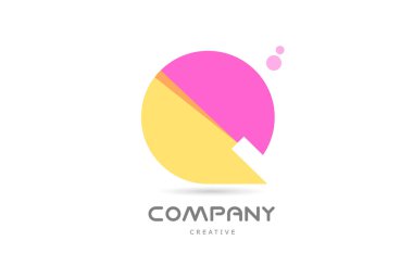 Q yellow pink geometric alphabet letter logo icon. Creative template for company and business
