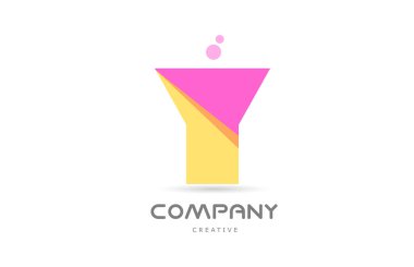 Y yellow pink geometric alphabet letter logo icon. Creative template for company and business