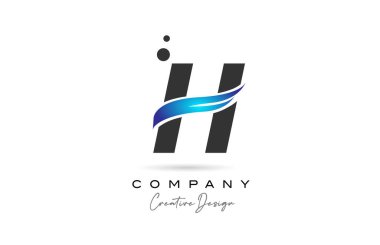 H grey blue dots alphabet letter logo icon. Creative template for business and company