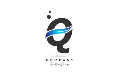 Q grey blue dots alphabet letter logo icon. Creative template for business and company
