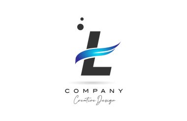 L grey blue dots alphabet letter logo icon. Creative template for business and company