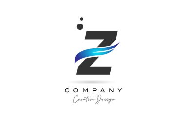 Z grey blue dots alphabet letter logo icon. Creative template for business and company