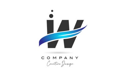 W grey blue dots alphabet letter logo icon. Creative template for business and company