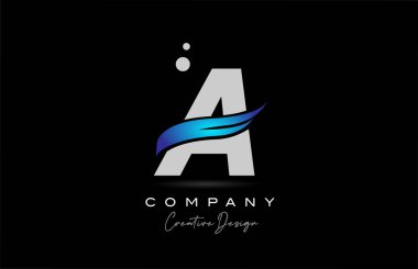 A grey alphabet letter logo icon with blue swoosh. Creative template for company and business