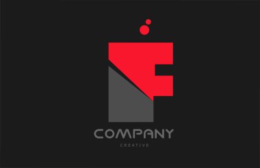 F red grey dots alphabet letter logo icon design. Creative template for company and business