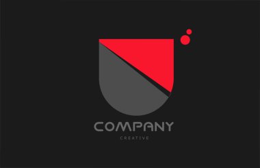 U red grey dots alphabet letter logo icon design. Creative template for company and business