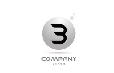 B 3d grey sphere alphabet letter logo icon design with dot. Creative template for company and business