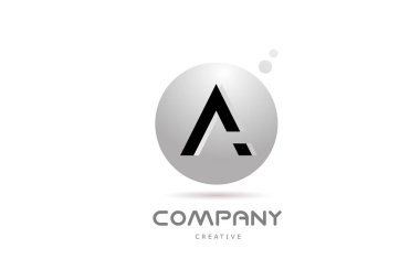 A 3d grey sphere alphabet letter logo icon design with dot. Creative template for company and business