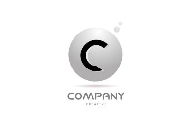 C 3d grey sphere alphabet letter logo icon design with dot. Creative template for company and business