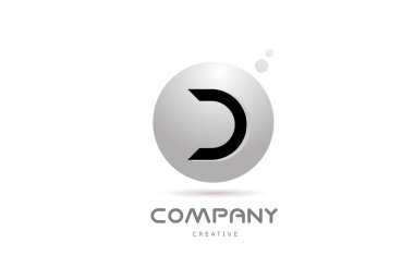 D 3d grey sphere alphabet letter logo icon design with dot. Creative template for company and business