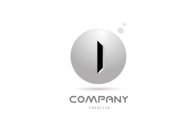 I 3d grey sphere alphabet letter logo icon design with dot. Creative template for company and business