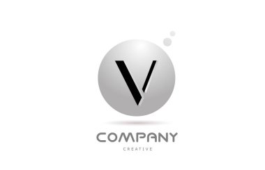 V 3d grey sphere alphabet letter logo icon design with dot. Creative template for company and business