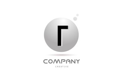 T 3d grey sphere alphabet letter logo icon design with dot. Creative template for company and business