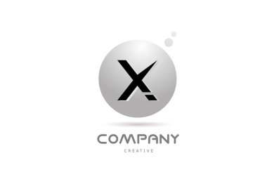 X 3d grey sphere alphabet letter logo icon design with dot. Creative template for company and business