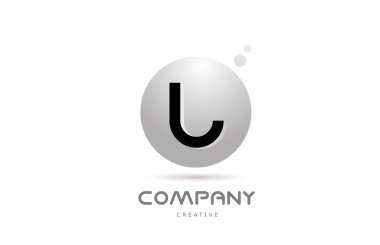U 3d grey sphere alphabet letter logo icon design with dot. Creative template for company and business