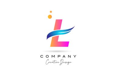 pink bubbles L alphabet letter logo icon with blue swoosh. Creative template for business and company