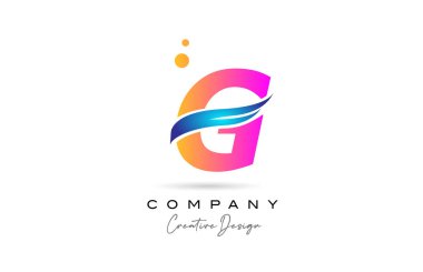 pink bubbles G alphabet letter logo icon with blue swoosh. Creative template for business and company