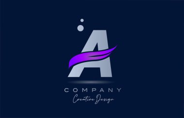 A purple alphabet letter logo icon with pink swoosh. Creative template for company and business