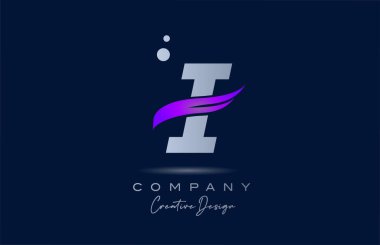 I purple alphabet letter logo icon with pink swoosh. Creative template for company and business