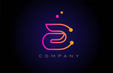 A dot line alphabet letter logo icon design. Creative template for company and business in pink yellow color