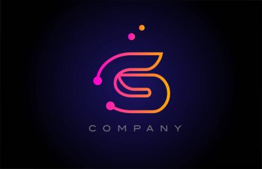 G dot line alphabet letter logo icon design. Creative template for company and business in pink yellow color